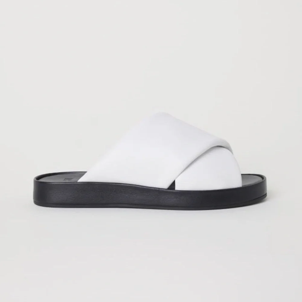 H&M Premium Quality Padded Leather Sandals in White | Size 7